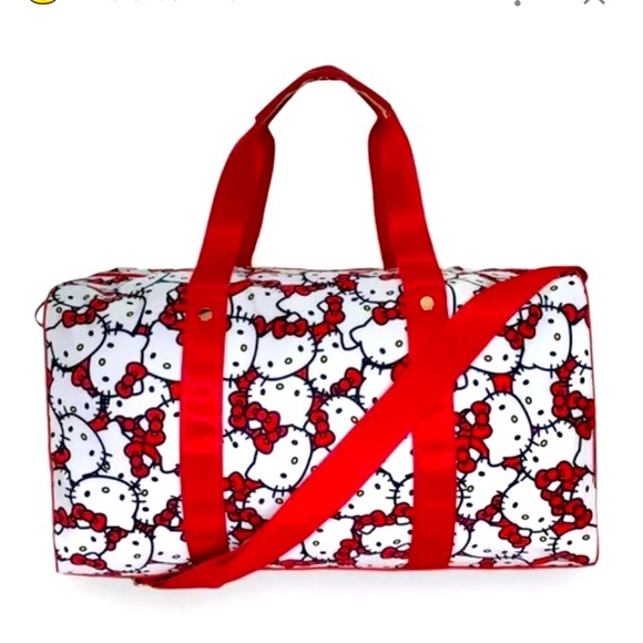 New Sanrio Hello Kitty Face AOP Duffle Bag Red Bioworld Weekender Carry-On⭐️⭐️⭐️ - Picture 17 of 17